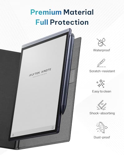 iFLYTEK Protective Folio Case for iFLYTEK AINOTE Air2 Note-Taking Tablet 8.2", Premium PU Leather, Slim& Lightweight, Durable Cover with a Pen Clip for E-Ink Writing Tablet, Water and Dustproof, Blue - Image 4