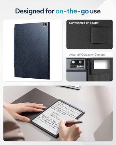 iFLYTEK Protective Folio Case for iFLYTEK AINOTE Air2 Note-Taking Tablet 8.2", Premium PU Leather, Slim& Lightweight, Durable Cover with a Pen Clip for E-Ink Writing Tablet, Water and Dustproof, Blue - Image 3