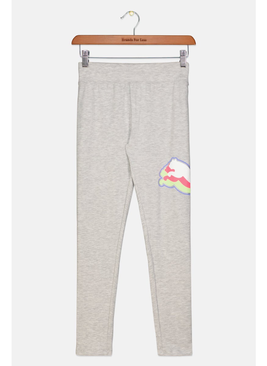 PUMA Kids Girl Brand Logo Training Leggings, Grey  - Image 1