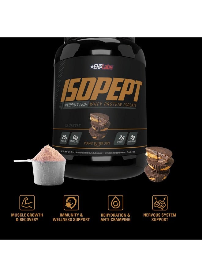 EHP Labs IsoPept Hydrolyzed Whey Protein Powder by EHPlabs - 100% Whey Protein Isolate & Hydrolysate, 27g of Protein, Non-GMO, Gluten Free, Fast Absorbing, Easy Digesting, 27 Serves (Peanut Butter Cups)  - Image 4
