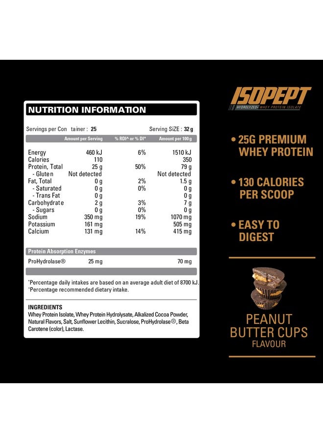 EHP Labs IsoPept Hydrolyzed Whey Protein Powder by EHPlabs - 100% Whey Protein Isolate & Hydrolysate, 27g of Protein, Non-GMO, Gluten Free, Fast Absorbing, Easy Digesting, 27 Serves (Peanut Butter Cups)  - Image 2
