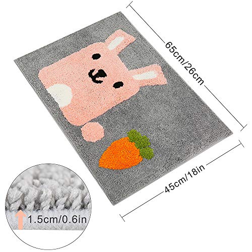 Ankah Bath Mat Cute Shower Rug, Luxury Shaggy High Absorbent and Anti Slip, Machine Washable Fit for Bathtub, Shower and Bath Room, (17.71"x 25.59", Pink Rabbit) - Image 5
