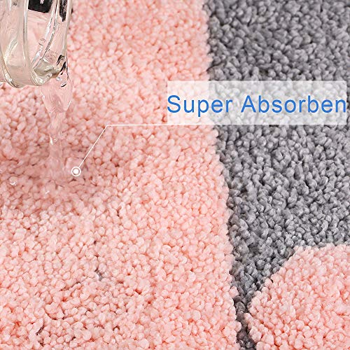 Ankah Bath Mat Cute Shower Rug, Luxury Shaggy High Absorbent and Anti Slip, Machine Washable Fit for Bathtub, Shower and Bath Room, (17.71"x 25.59", Pink Rabbit) - Image 2