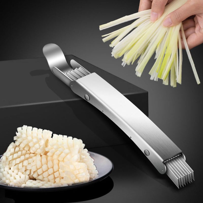 Upgraded Double Head Stainless Steel Scallion Onion Cutter with Ergonomic Handle - Image 5