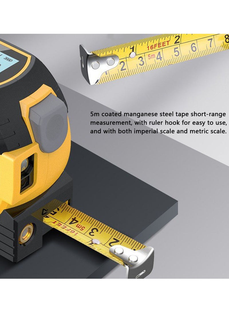3-in-1 Laser Rangefinder Tape Measure with LCD Display Backlight - Range Finder Tool for Building Measurement Area Volumes - Surveying Device Kit - Image 5