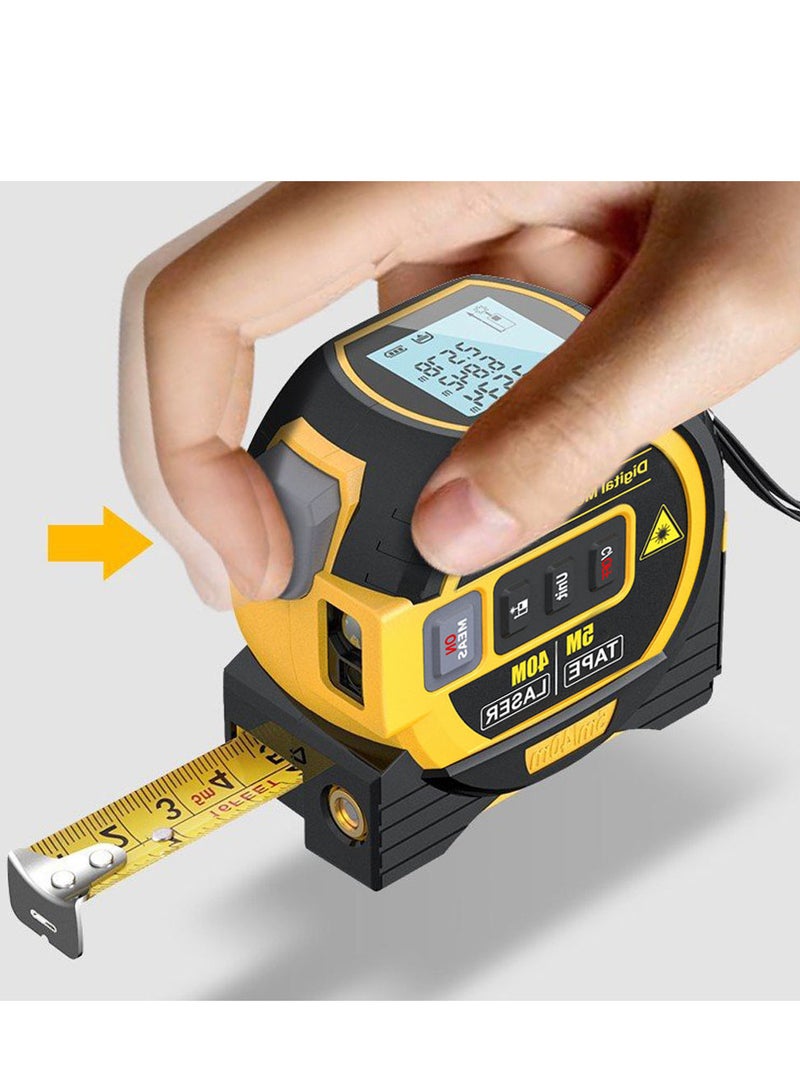 3-in-1 Laser Rangefinder Tape Measure with LCD Display Backlight - Range Finder Tool for Building Measurement Area Volumes - Surveying Device Kit - Image 4