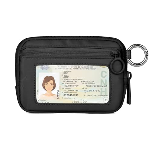 Didida The Iris Wallet Zip Card Case with ID Window Purses for Women Coin Purse with Zipper Mini Portable Keychain Wallet, Black - Image 1