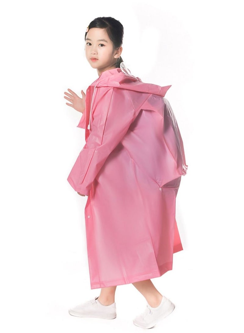 Y&D Raincoat for Kids, Boys and Girls Hooded Poncho Can Carry School Bags Large Reusable Jacket Applicable Height 1.1-1.5M Kids(Pink)  - Image 4