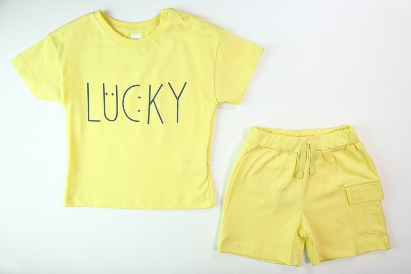 Harika Kids Boy Lucky Printed Short Sleeve Shorts Top and Bottom Set - Image 5
