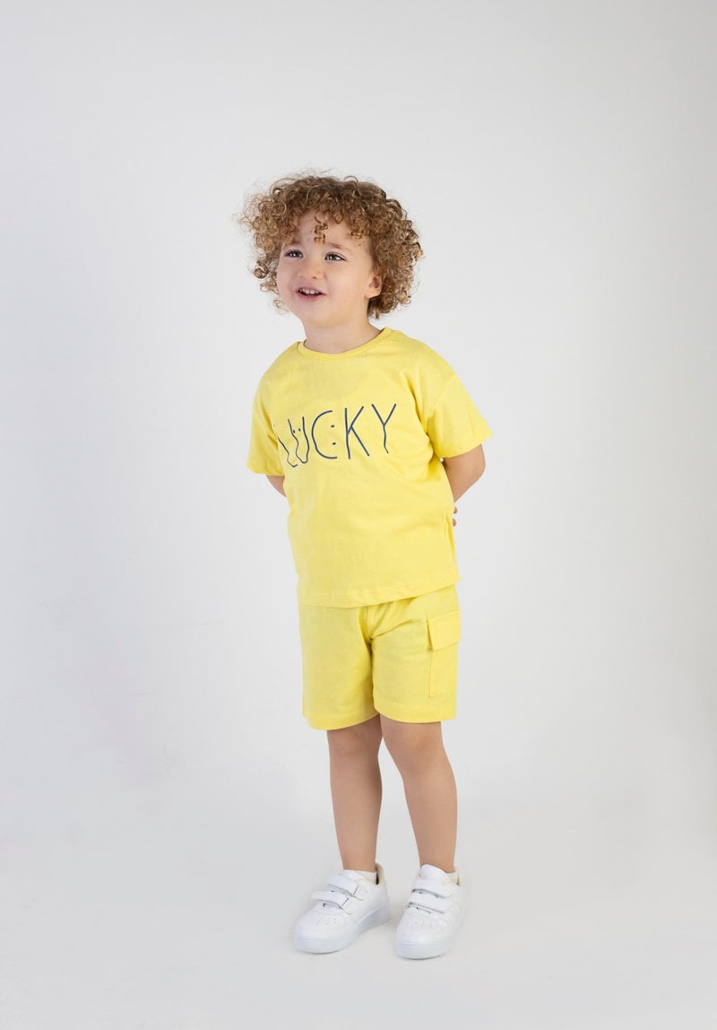 Harika Kids Boy Lucky Printed Short Sleeve Shorts Top and Bottom Set - Image 4
