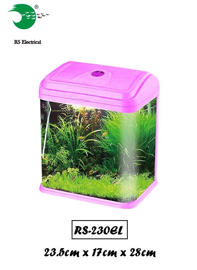 Rs Electrical Aquarium Small Fish Tank with Light And Filter  23.5cm x 17cm x 28cm (Pink)  - Image 1
