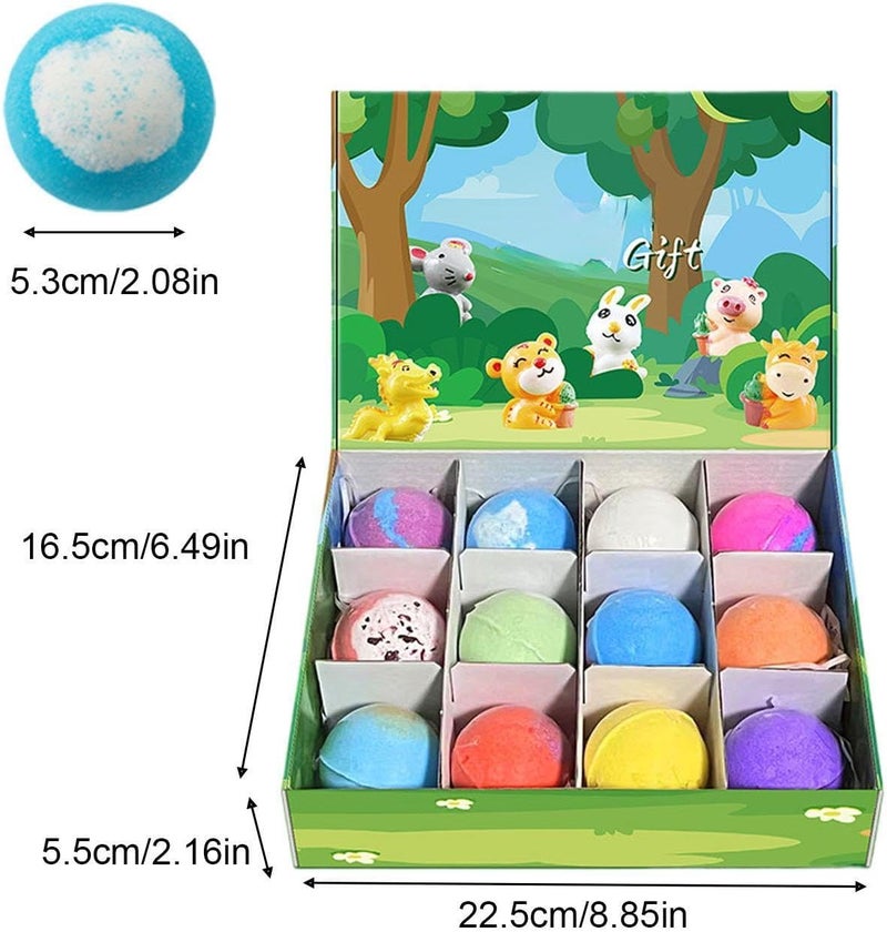 Playful Bath Balls - Natural Body Cleanser, 12 Pcs Mineral Salt with Surprise, Cotton Mesh Wrap with Animal Toy, Bath Accessory with Fun Twist, Stocking Stuffers for Family, Holiday, Birthday - Image 2