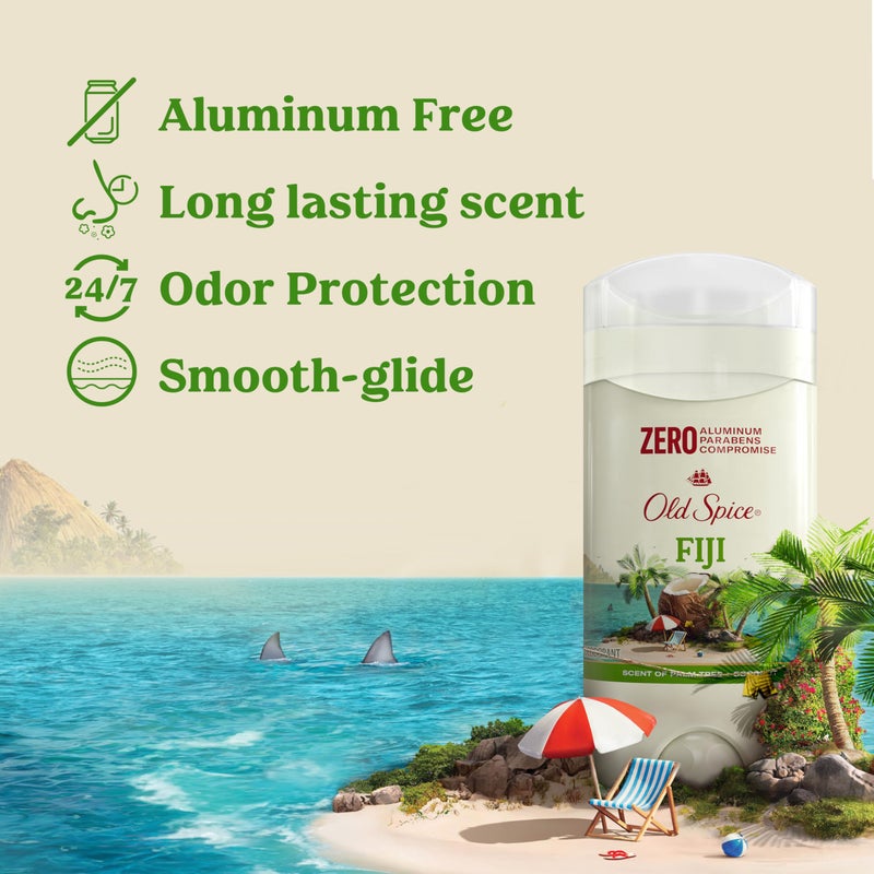 Old Spice Aluminum Free Deodorant for Men, 24/7 Long Lasting Freshness, 24/7 Sweat & Odor Protection, Fiji with Palm Tree Scent Deodorant with Travel-Size Swagger Scent Body Wash, 3 oz (Pack of 3) - Image 2