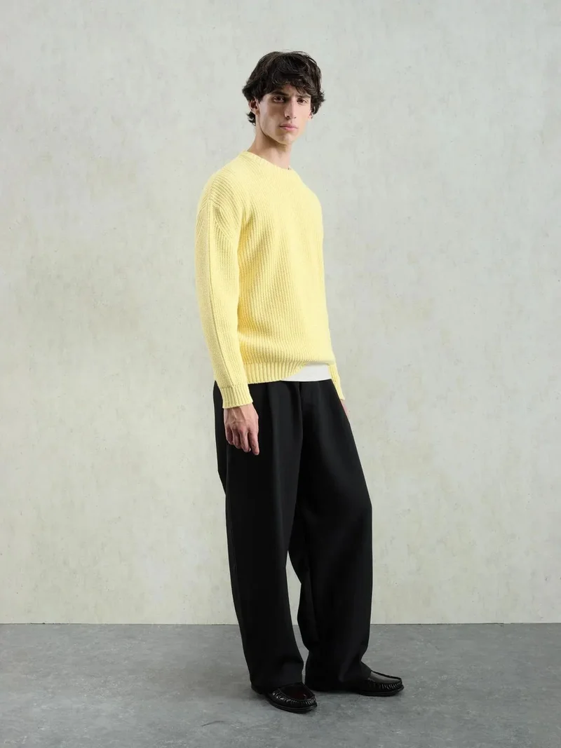 Giesto Amber Yellow GIESTO Thick Ribbed Crew Neck Sweater for Men | Best Price UAE