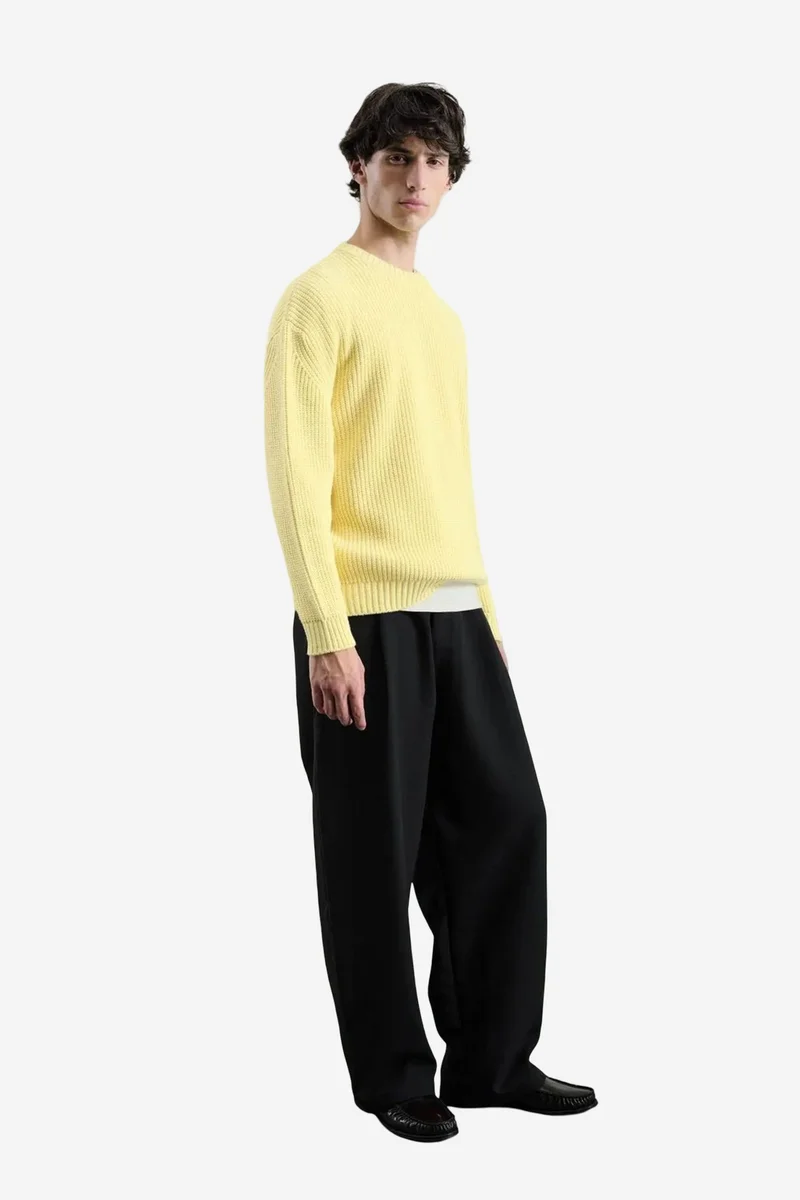 GIESTO Thick Ribbed Crew Neck Sweater