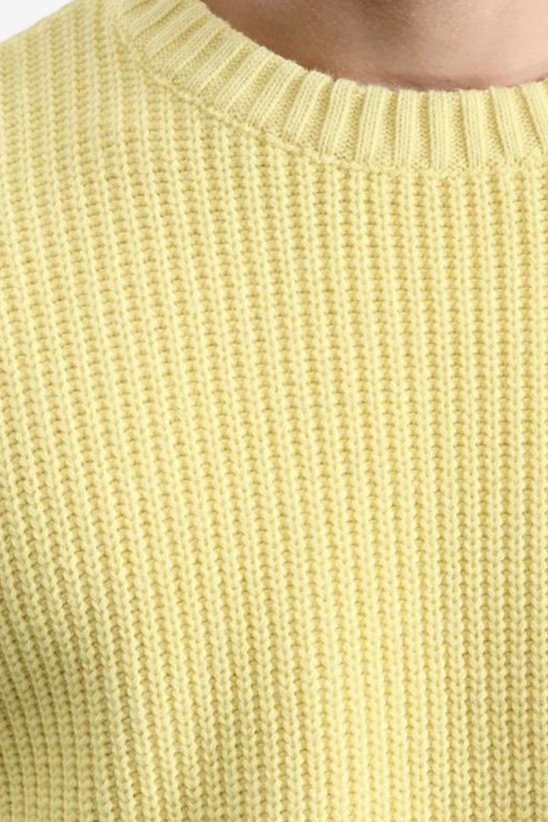 Giesto Amber Yellow GIESTO Thick Ribbed Crew Neck Sweater for Men | Best Price UAE