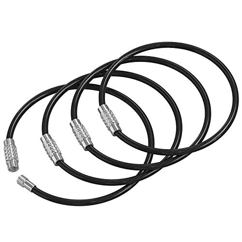 Silipac Stainless Steel Wire Keychain Cable, Twist-Lock 6.3" (16 cm) 2mm – Car Keyring, Luggage Tag, Carabiner – 4 Pack - Image 1