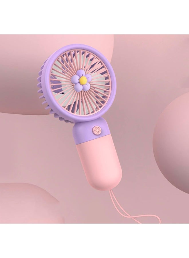 Raxoom Personal Fan, Mini Handheld Portable Foldable Small Fan USB Rechargeable Personal Fan Neckable Desktop 3-speed 3-in-1 Mute Handheld Small Fan Suitable for Summer Travel Camping (cc18) purple - Image 1