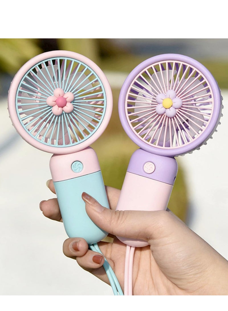 Raxoom Personal Fan, Mini Handheld Portable Foldable Small Fan USB Rechargeable Personal Fan Neckable Desktop 3-speed 3-in-1 Mute Handheld Small Fan Suitable for Summer Travel Camping (cc18) purple - Image 5