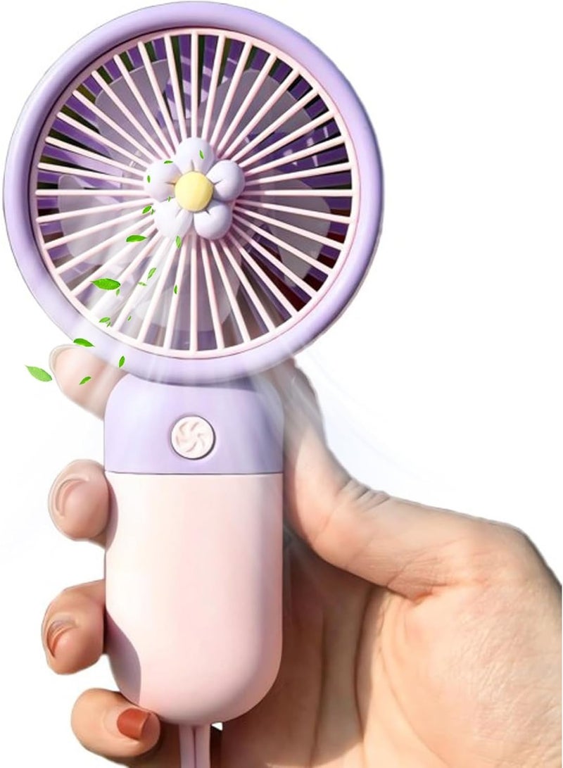 Raxoom Personal Fan, Mini Handheld Portable Foldable Small Fan USB Rechargeable Personal Fan Neckable Desktop 3-speed 3-in-1 Mute Handheld Small Fan Suitable for Summer Travel Camping (cc18) purple - Image 4