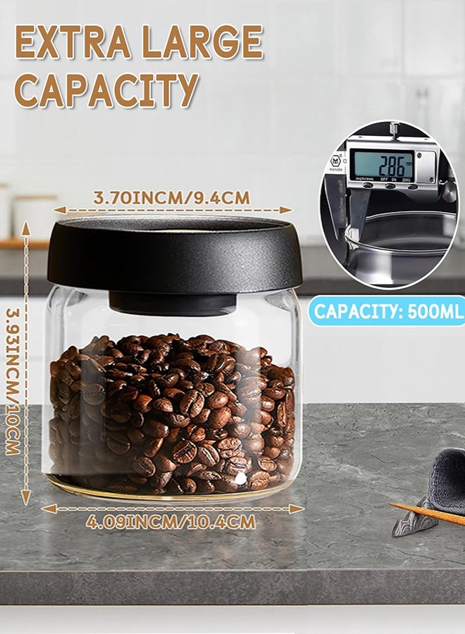 Coffee Storage Container, Vacuum Sealing for Jars, Glass Kitchen Storage Jars, Coffee Jars with Airtight Lid for Coffee Beans & Grounds, Tea, Sugar, Nuts, Spices - Image 3