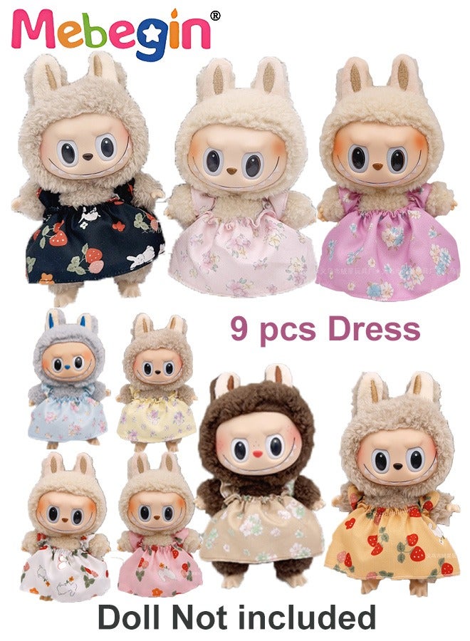 MEBEGIN Labubu Clothes,9 Pieces Dress for Doll (NO Doll),Dress Set for 17cm Doll Accessories Include 9 Different Patterns Dress,Cute Clothes for Dress up Unique Style,Adorable Outfit Set for 17cm - Image 1