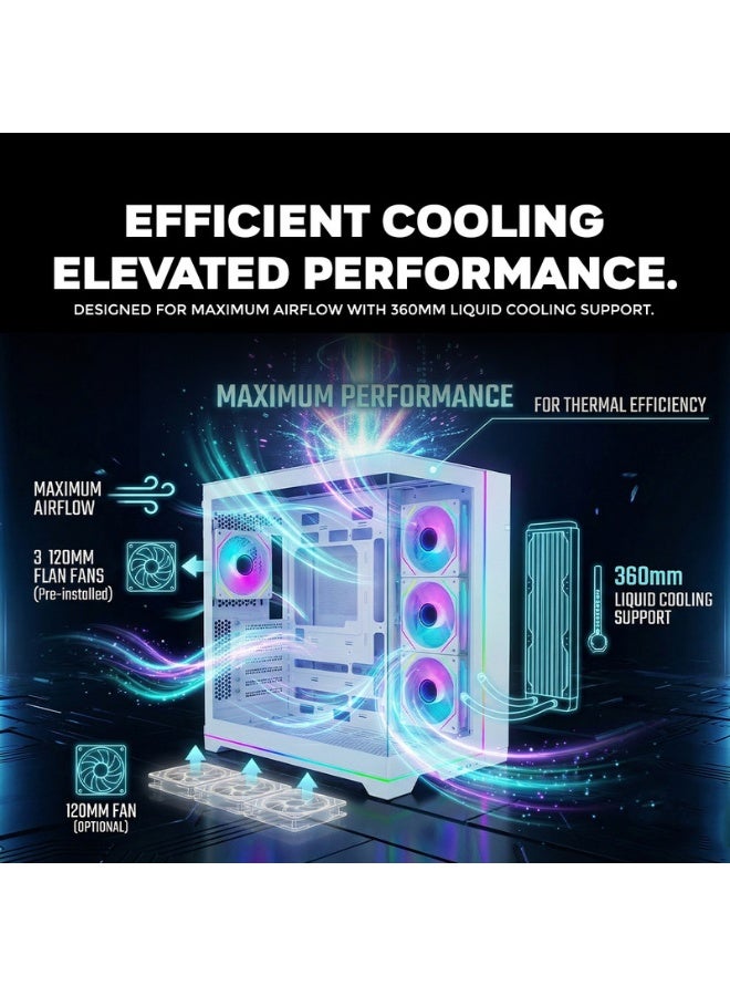 TWISTED MINDS Gaming Case, ELITE Mid Tower PC Case, Tempered Glass Side Panel, ATX / M-ATX / Mini-ITX Support, High Airflow Design | TM-ELITE-W white - Image 3