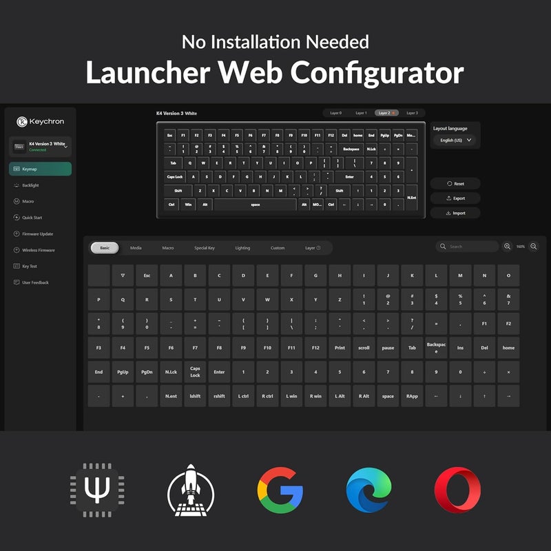 Keychron K4 96% Layout QMK Wireless and Wired Options Mechanical Keyboard Super Brown Switch, Paired with Shine-Through Double-Shot PBT Keycaps for Mac Windows-Version 3 - Image 4