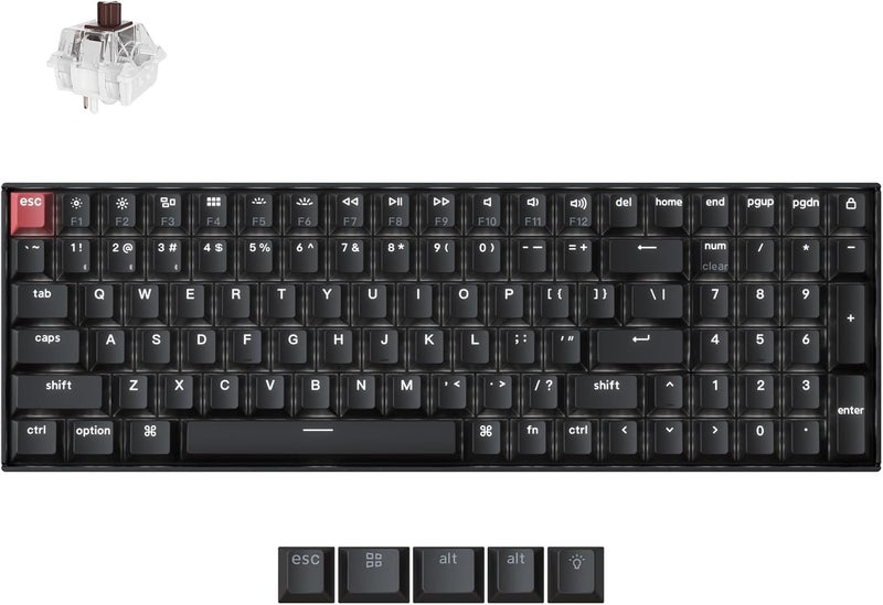 Keychron K4 96% Layout QMK Wireless and Wired Options Mechanical Keyboard Super Brown Switch, Paired with Shine-Through Double-Shot PBT Keycaps for Mac Windows-Version 3 - Image 1