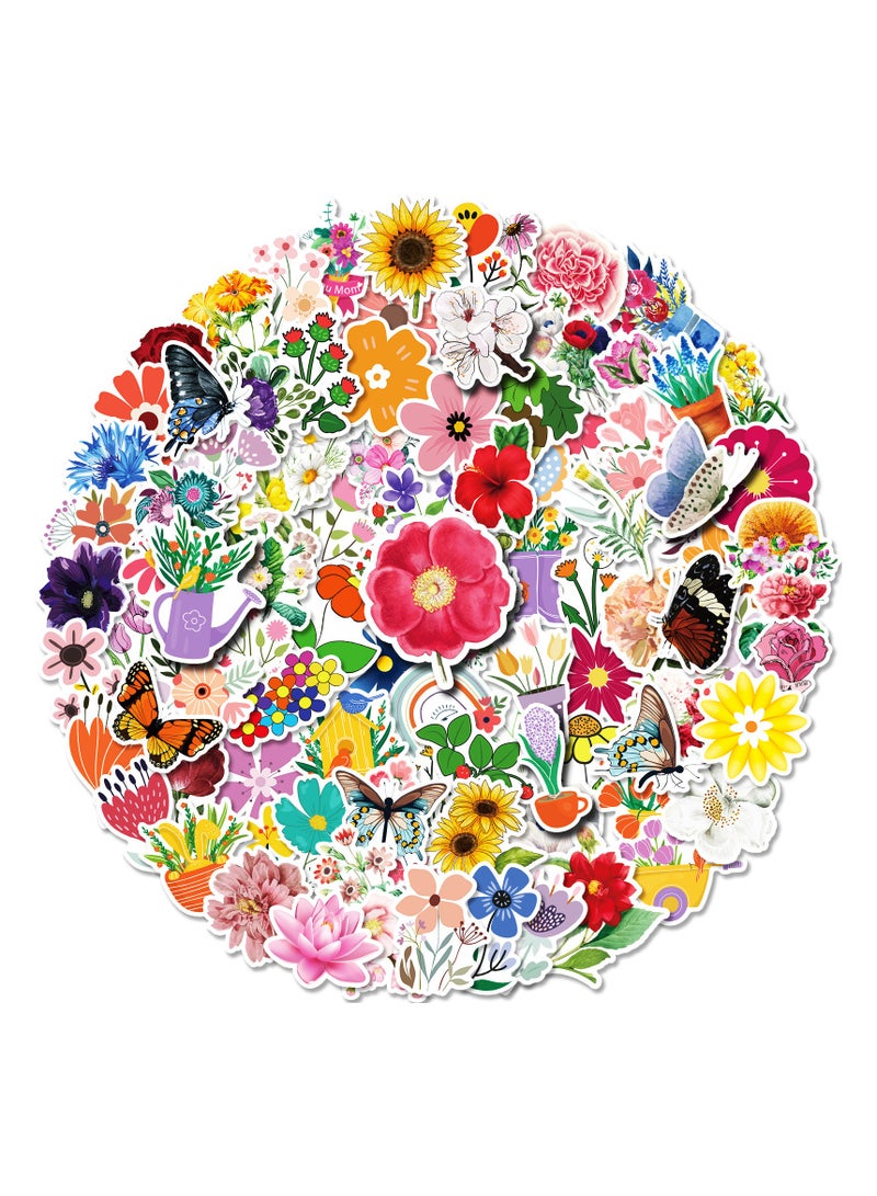 100pcs Cute Flower Stickers Aesthetic Trendy Floral Stickers for Teens Girls Women Perfect for Laptop Phone Skateboard Travel Case Great Gift for Mother's Day - Image 3