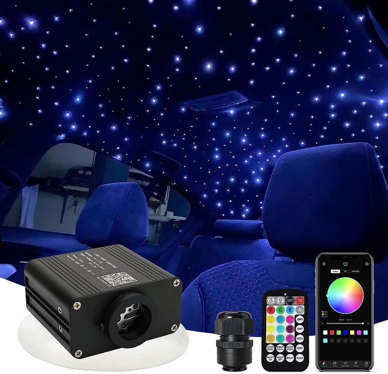 AMKI Upgraded 16W Starlight Headliner Kit TwinkleSound Activated 550pcs 003in 131ft Cable Sound Activated APPBluetooth Remote Control Fiber Optic Light for Car Roof Home Ceiling