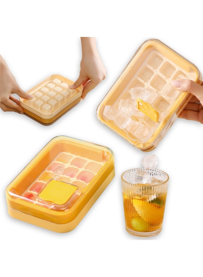  إيسو EYSOO صواني مكعبات ثلج 15 قالب، صواني ثلج للمجمد سهلة الإخراج، قوالب مكعبات ثلج خالية من مادة BPA (أصفر) - Image 1