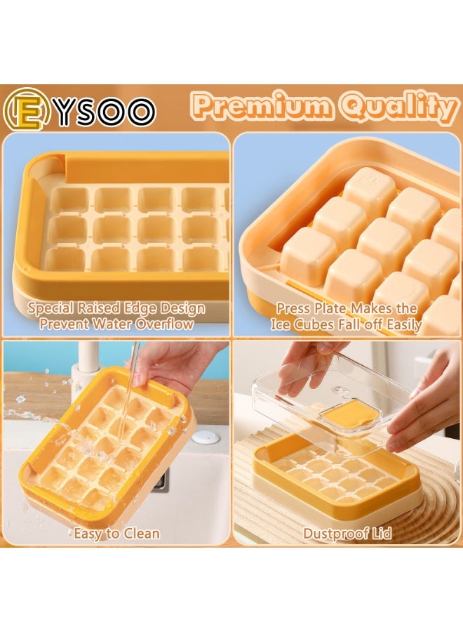  إيسو EYSOO صواني مكعبات ثلج 15 قالب، صواني ثلج للمجمد سهلة الإخراج، قوالب مكعبات ثلج خالية من مادة BPA (أصفر) - Image 5