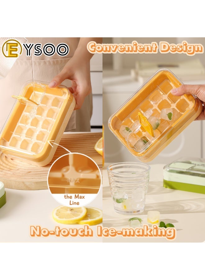  إيسو EYSOO صواني مكعبات ثلج 15 قالب، صواني ثلج للمجمد سهلة الإخراج، قوالب مكعبات ثلج خالية من مادة BPA (أصفر) - Image 4