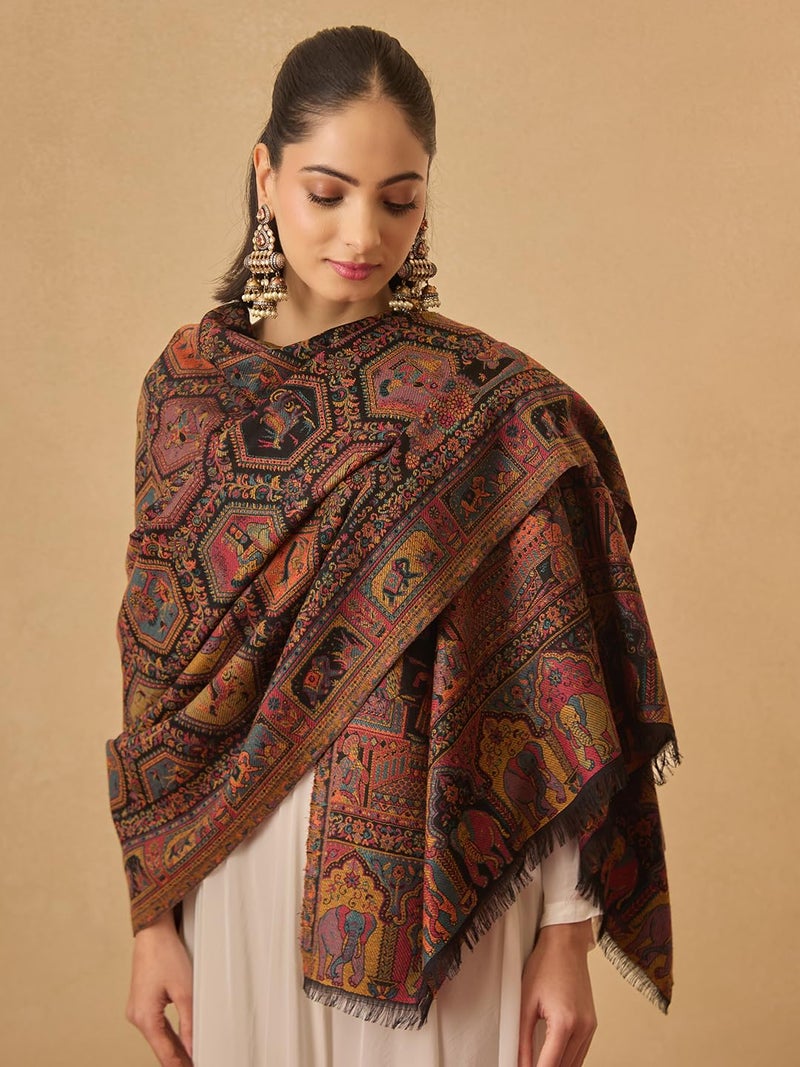 Pashmoda Women Darbari Kaani Wool Blend Kashmiri Shawl (Size: 40x80in, 101x203cm) RSS41 - Image 2