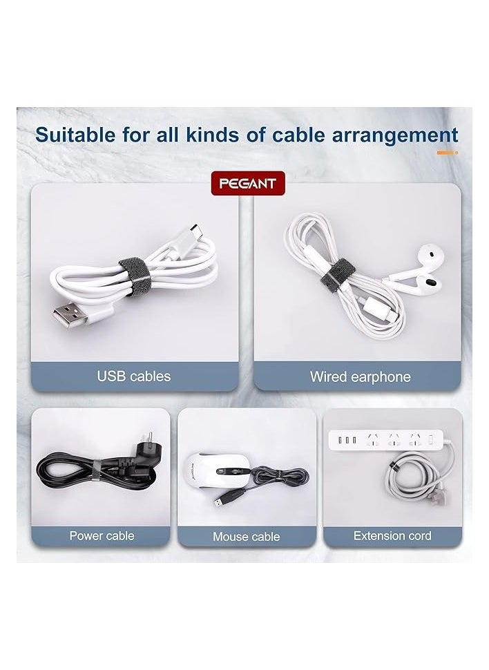 1 Roll 5M Cable Tidy Management Fastening Tape Sticky Strips Hook Loop Reusable Flexible Wire Ties Cable Organiser for Computer, TV, Power and Promass Cables