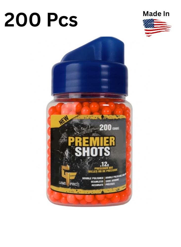 Premier Shots Airsoft BBs Bullets – 200 Count, 0.12g Orange Pellets for Performance Precision & Skill Practice - Image 1