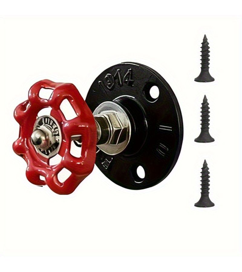 1pc Silvery Faucet And 2pcs Black Industrial Style Vintage Valve Door Handle Set With Screws Pressure Gauge Fire Hydrant Shaped Door Knob Creative Home Decor Hardware Accessory Drawer Handle - Image 5