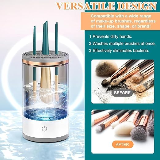 Krysnas Automatic Makeup Brush Cleaner Machine with USB Cable Spinning Electric Makeup Brush Cleaner Machine Deep Cleaning Cosmetic Brush Cleaner for All Size Makeup Brushes for Women - Image 3