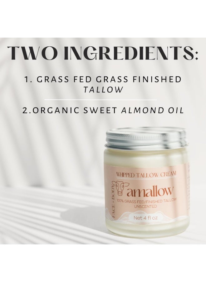 Amallow 100% Grass Fed Beef Tallow for Skin Care - Face + Body - Whipped Moisturizer for Sensitive Skin - Natural Lotion, 4 FL. oz. (Unscented) - Image 3