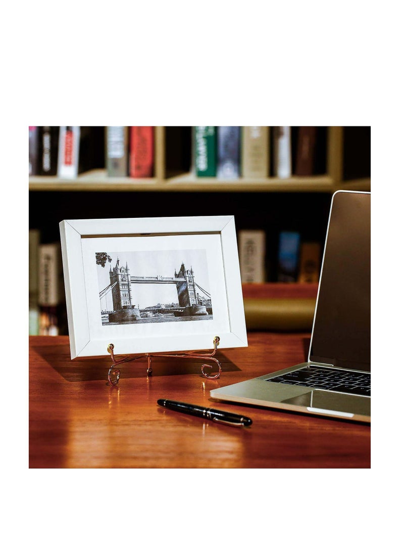 SYOSI Plate Stands, Display Stand Iron Metal Photo Holder Stand, Display Picture Frame Clock Holder, Gold Iron Easel Plate Holder, Metal Display Stands, for Book, Decorative Plates, and Art  - Image 3