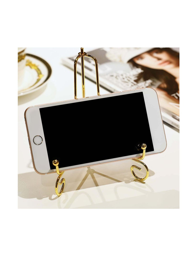 SYOSI Plate Stands, Display Stand Iron Metal Photo Holder Stand, Display Picture Frame Clock Holder, Gold Iron Easel Plate Holder, Metal Display Stands, for Book, Decorative Plates, and Art  - Image 2