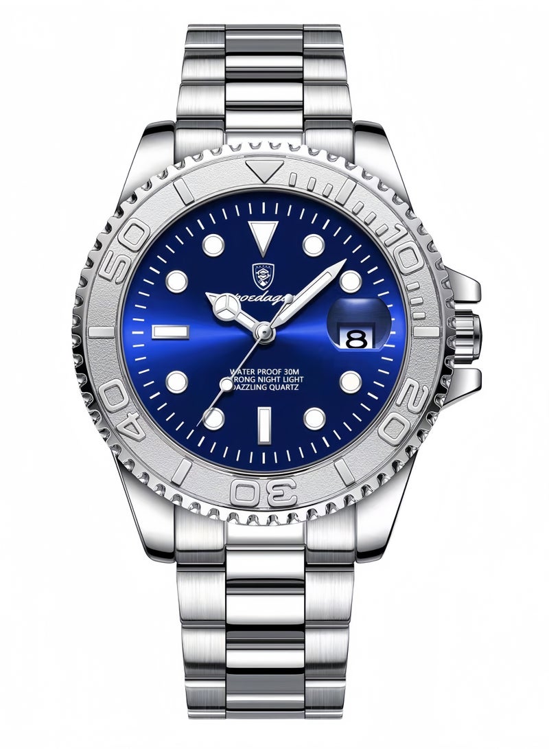 POEDAGAR Men's Classic Waterproof Watch with Luminous Display, Date Function & Mineral Glass – Elegant Quartz Wristwatch - Image 1