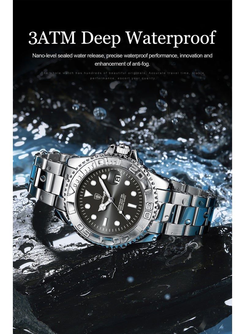 POEDAGAR Men's Classic Waterproof Watch with Luminous Display, Date Function & Mineral Glass – Elegant Quartz Wristwatch - Image 4