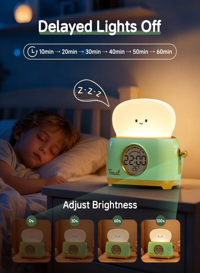 Aokpsrt Alarm Clock for Kids, Cute Toast Night Light Alarm Clocks for Bedrooms, Dimming Rechargeable Small Led Desk clock with Snooze & Countdown for Room Decor, Bedside Clock for Teen Girls Boys - Image 4