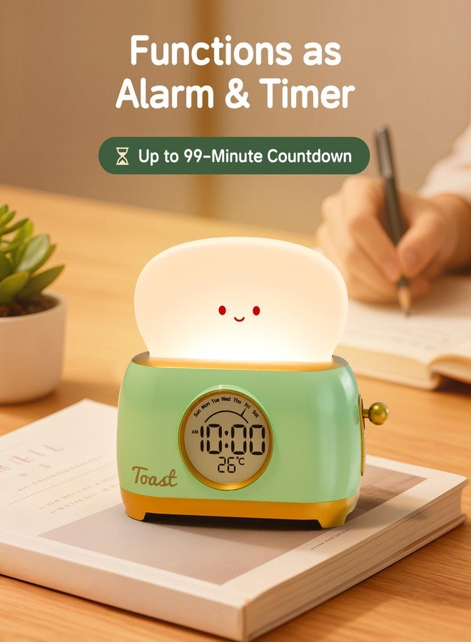 Aokpsrt Alarm Clock for Kids, Cute Toast Night Light Alarm Clocks for Bedrooms, Dimming Rechargeable Small Led Desk clock with Snooze & Countdown for Room Decor, Bedside Clock for Teen Girls Boys - Image 5