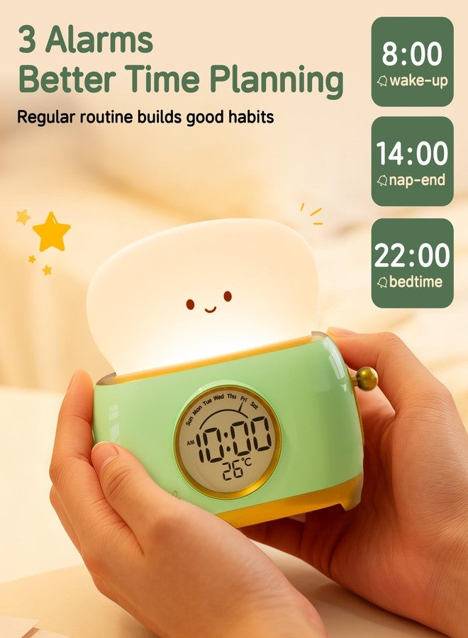 Aokpsrt Alarm Clock for Kids, Cute Toast Night Light Alarm Clocks for Bedrooms, Dimming Rechargeable Small Led Desk clock with Snooze & Countdown for Room Decor, Bedside Clock for Teen Girls Boys - Image 3