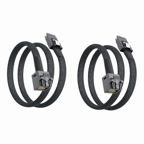 ipolex SFF-8643 to SFF-8087 Mini SAS HD Cable with Sideband, Compatible with 12Gbps SAS Drives and 6Gbps SAS/SATA Drives, 0.8-m(2.62ft), 2 Pack - Image 1