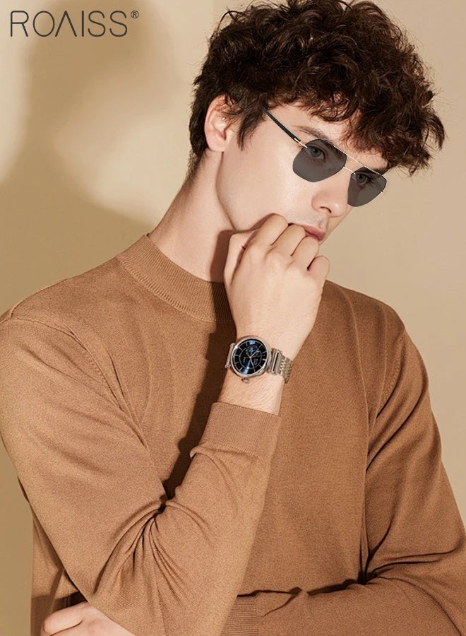 roaiss Semi-Rimless Polarized Sunglasses for Men Trendy Fashion Double Bridge Sun Glasses, Anti-Glare Sun Shades Suitable for Men Cycling, Driving, Fishing，58mm - Image 2