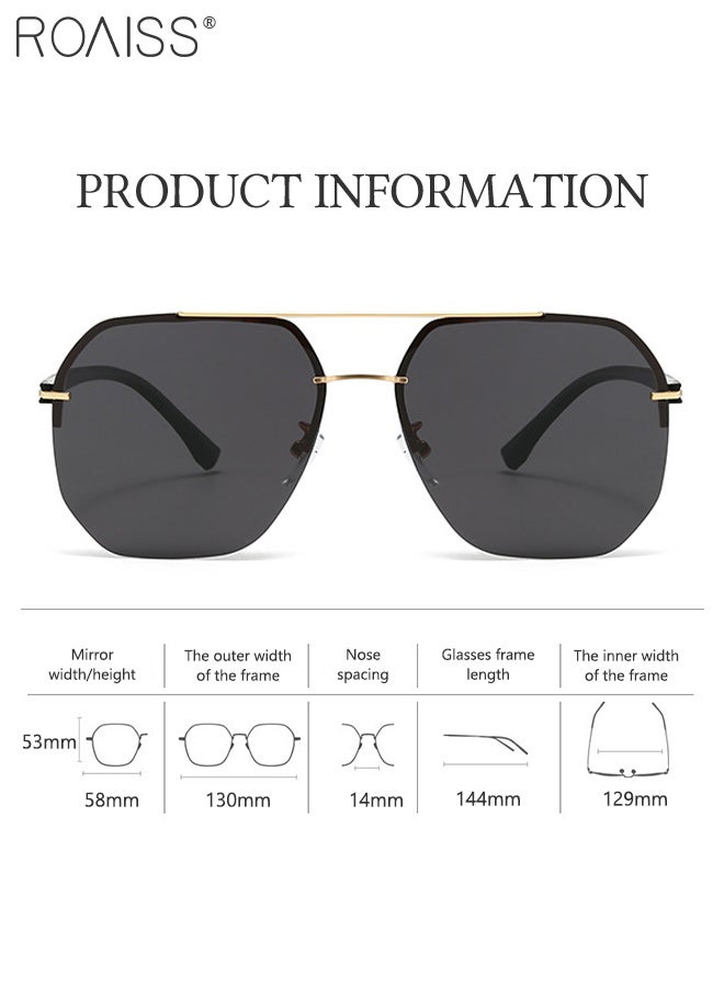 roaiss Semi-Rimless Polarized Sunglasses for Men Trendy Fashion Double Bridge Sun Glasses, Anti-Glare Sun Shades Suitable for Men Cycling, Driving, Fishing，58mm - Image 3